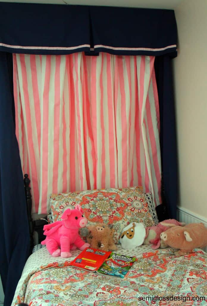 pink and navy bedroom makeover for little girl