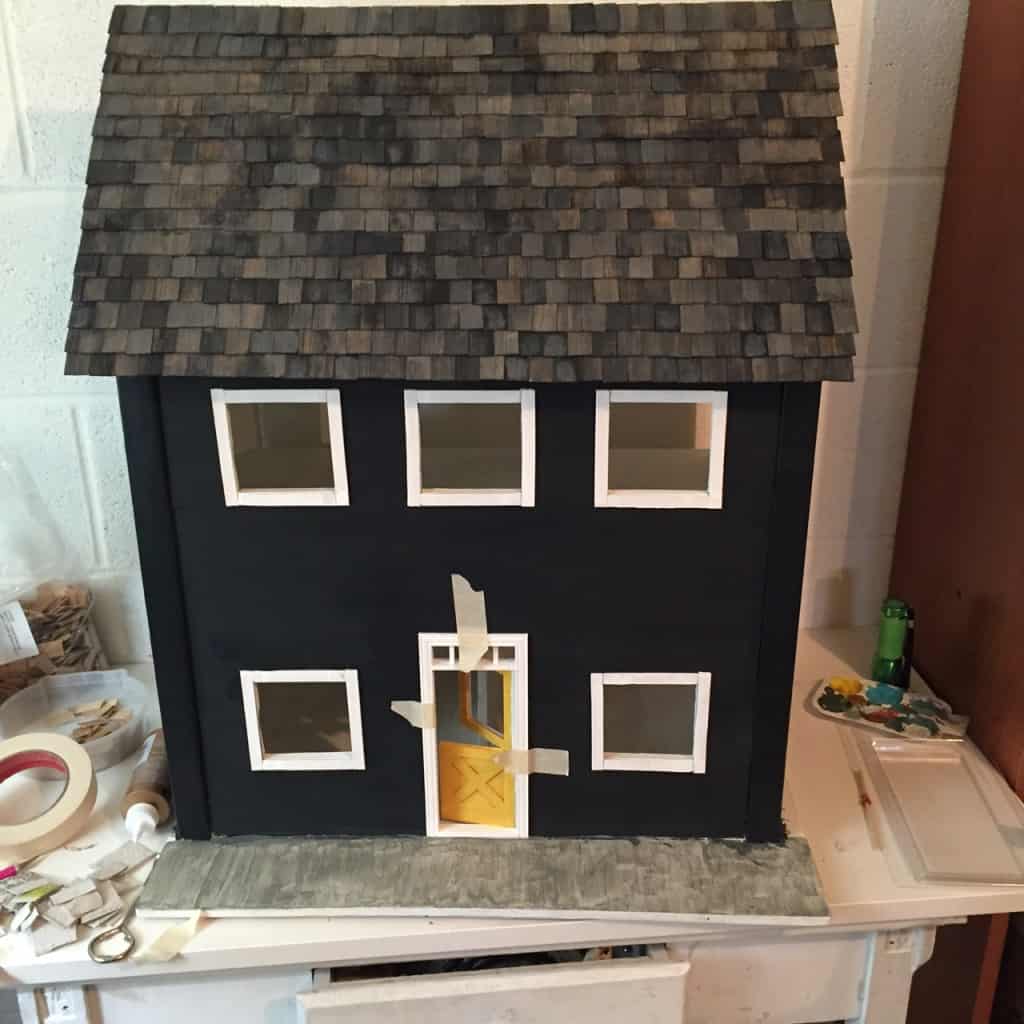 DIY dollhouse shingles on roof