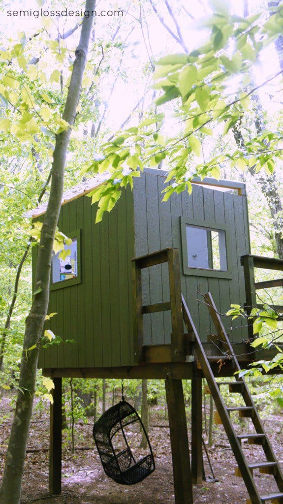 Treehouse painted green