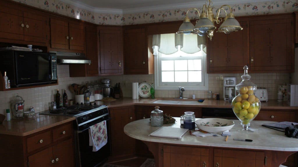 wood cabinets before painting