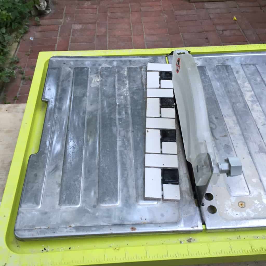 cutting tile sheets on tile saw