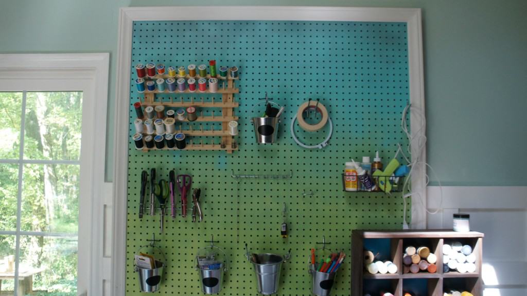 Sturdy craft pegboard, spray painted ombre