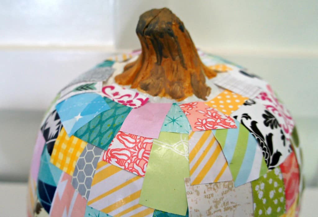 Patchwork decoupage pumpkin