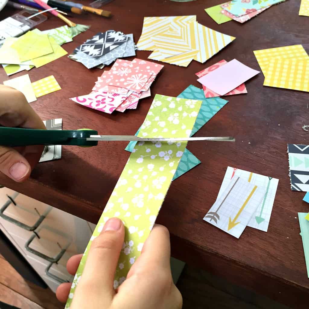 cut paper into small squares