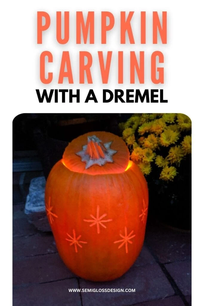 pumpkin with a starburst pattern softly glowing