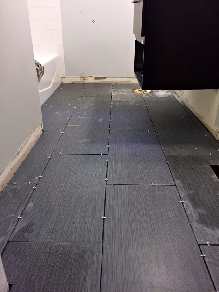 tiling a floor with spacers