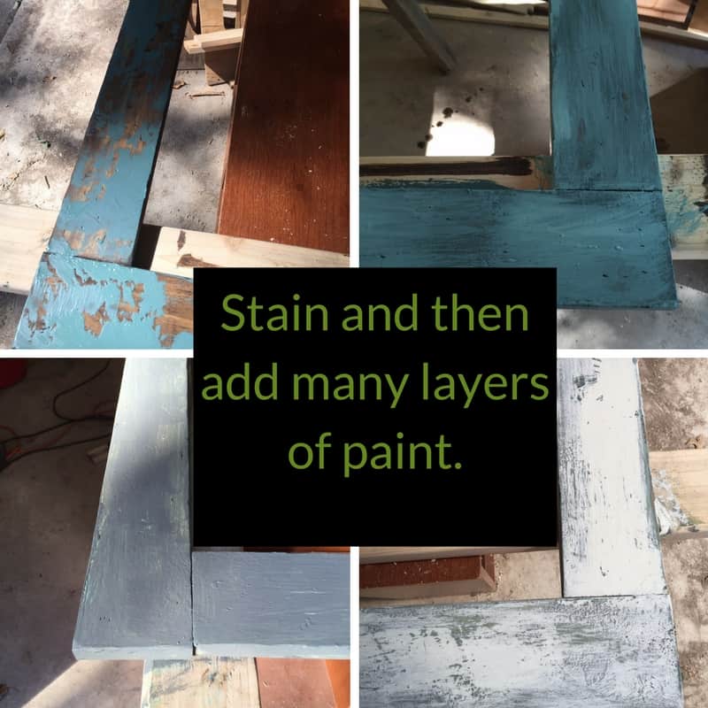 Many coats of paint equal a chippy farmhouse finish