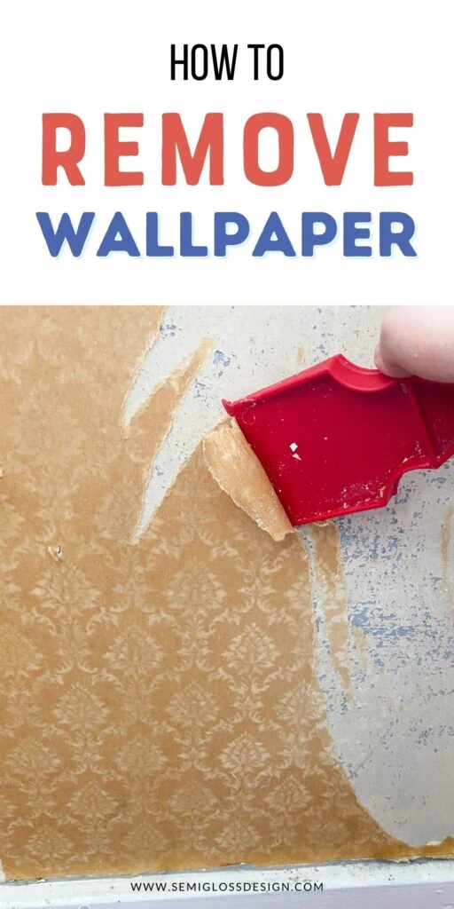 red scraper removing wallpaper from wall