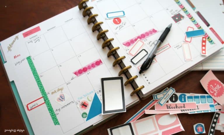Free Big Happy Planner Stickers February Semigloss Design