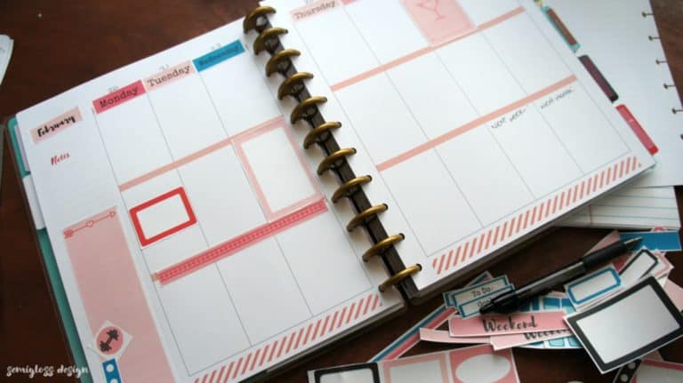 Free Big Happy Planner Stickers February Semigloss Design