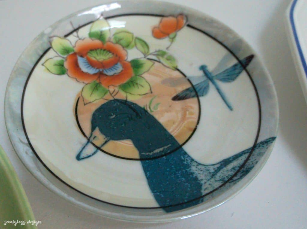 floral plate with duck decal
