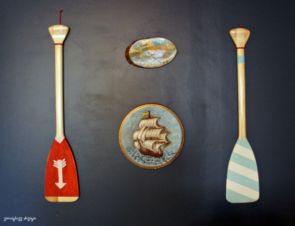 Painted oars on walls