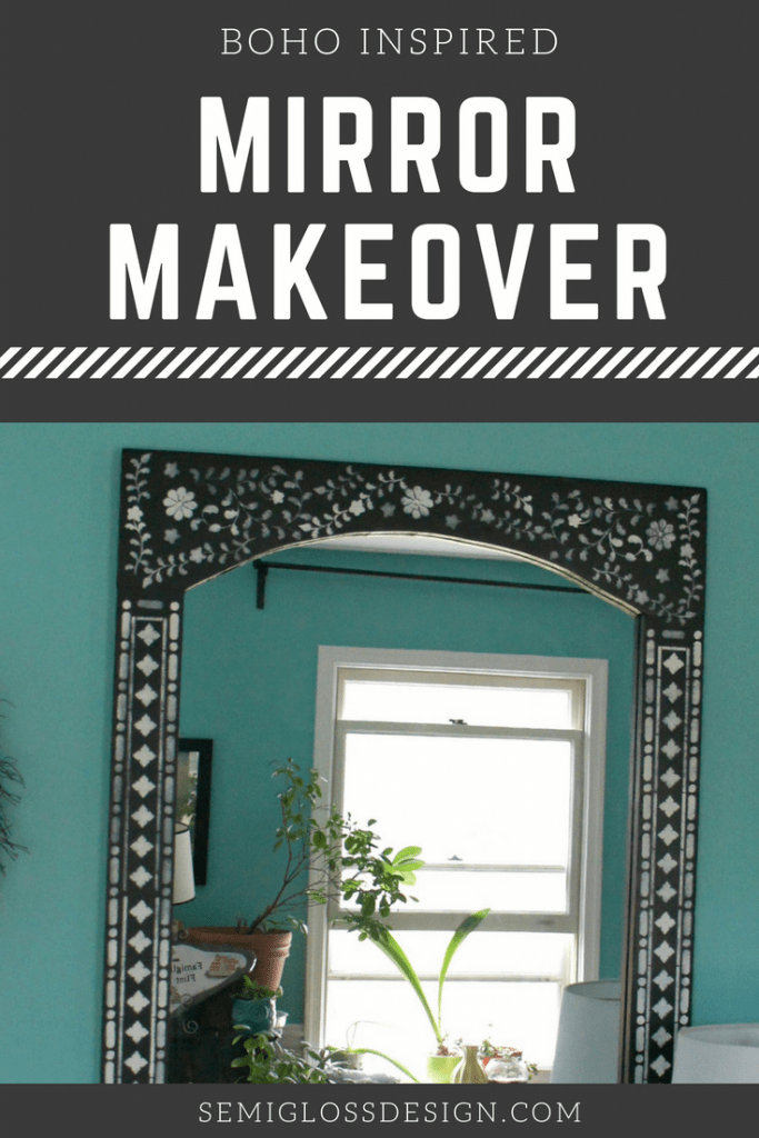 This boho inspired mirror makeover used an inlay stencil. Stencils are a great, budget friendly way to get the look of bone inlay at a fraction of the cost. 