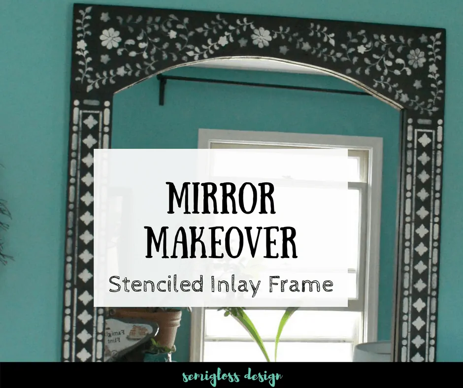 This boho inspired mirror makeover used an inlay stencil. Stencils are a great, budget friendly way to get the look of bone inlay at a fraction of the cost.