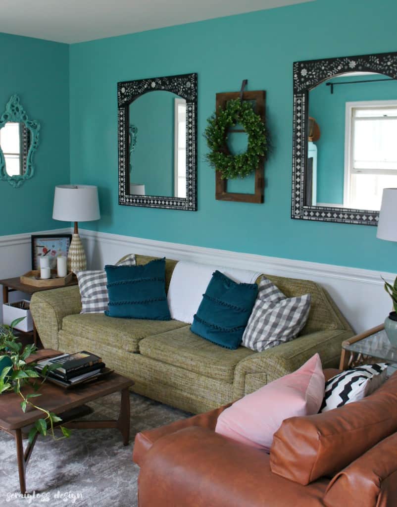 Learn how to use an Indian inlay stencil for a mirror makeover! This easy DIY makeover is a great way to add a boho touch to your home!