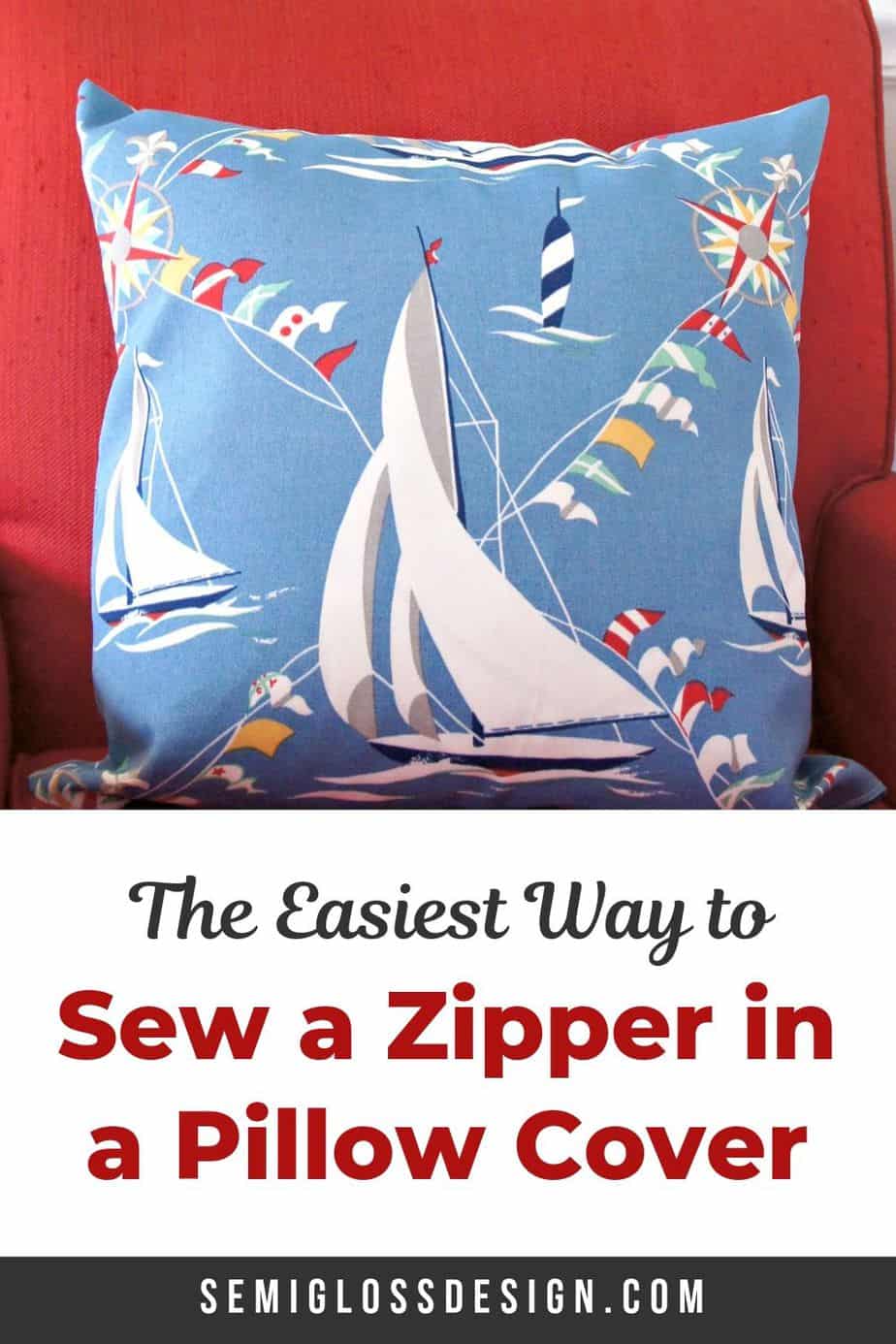 sew a zipper in a pillow