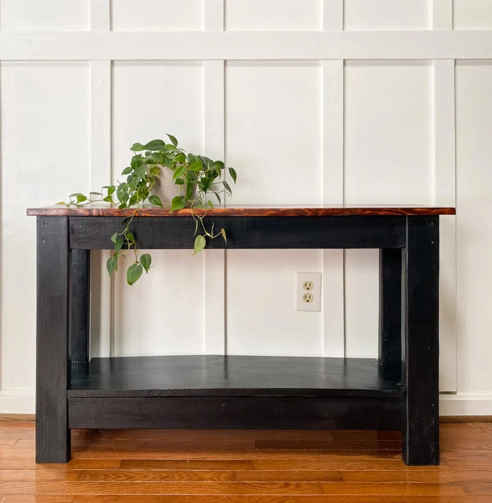 black sofa table with wood top