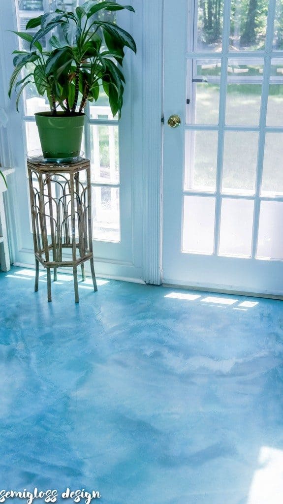 Blue concrete floor