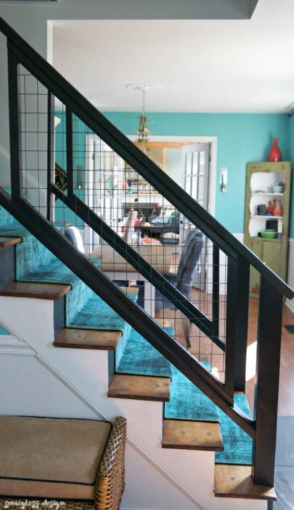 My staircase renovation. See how I transformed my boring, traditional staircase into a modern, colorful staircase with DIYs.