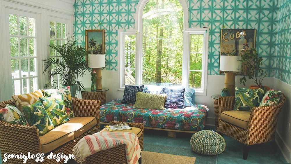 Tropical Tiki Sunroom Makeover Reveal