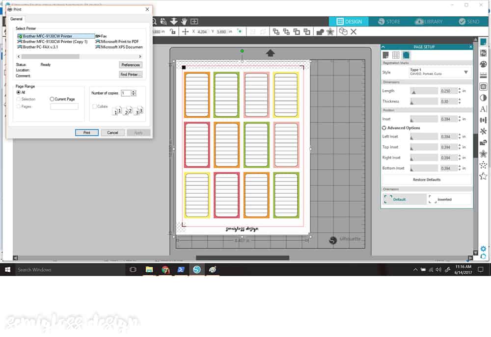 print settings for DIY stickers