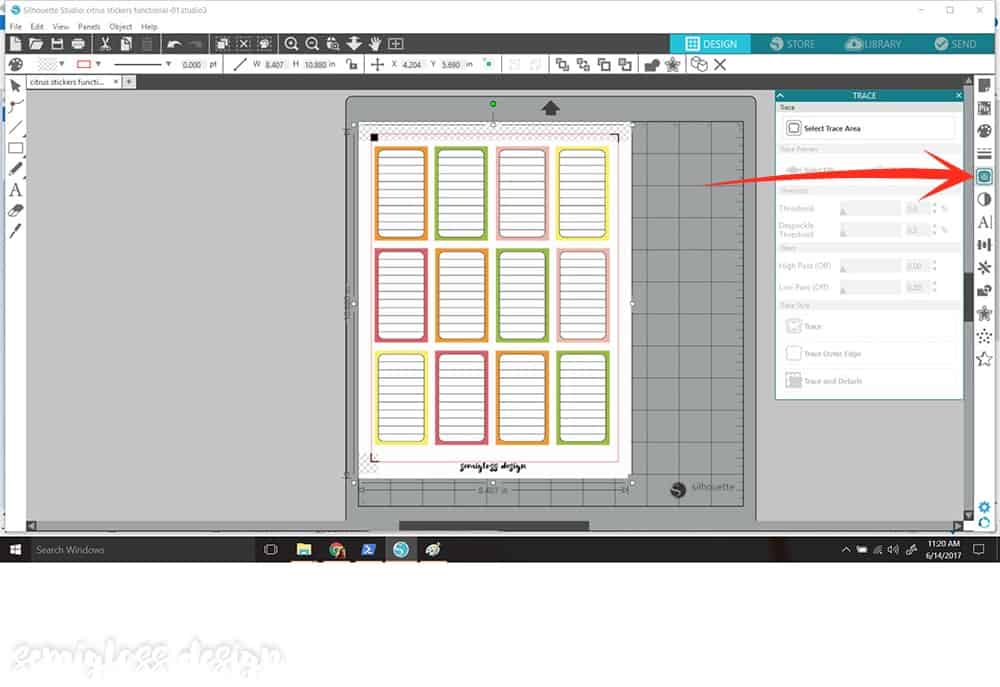 trace panel in silhouette studio