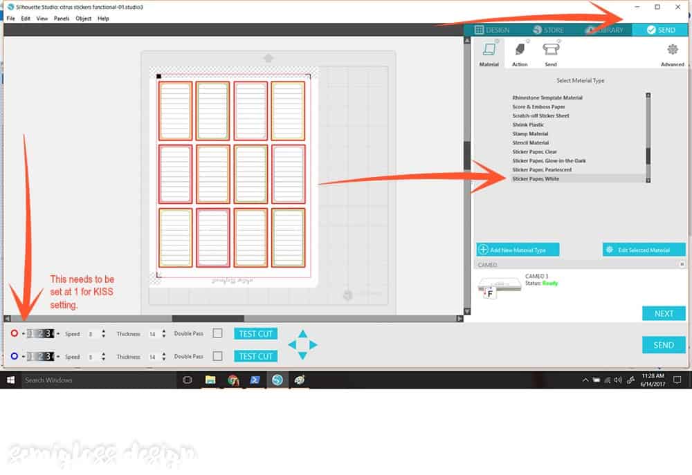 picking paper settings in silhouette studio