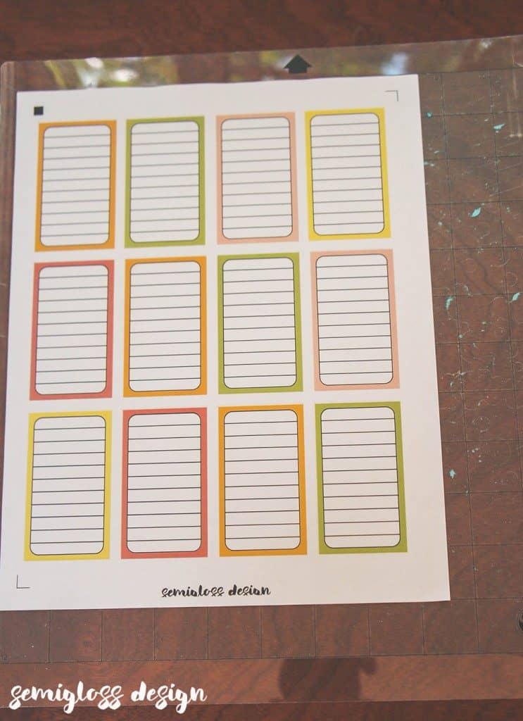 printed planner stickers on silhouette mat