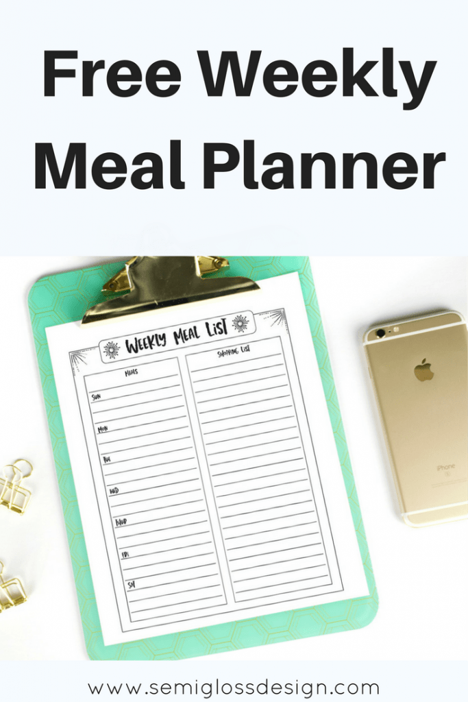 free printable meal planner