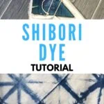 collage of folded napkin and finished shibori napkin pattern