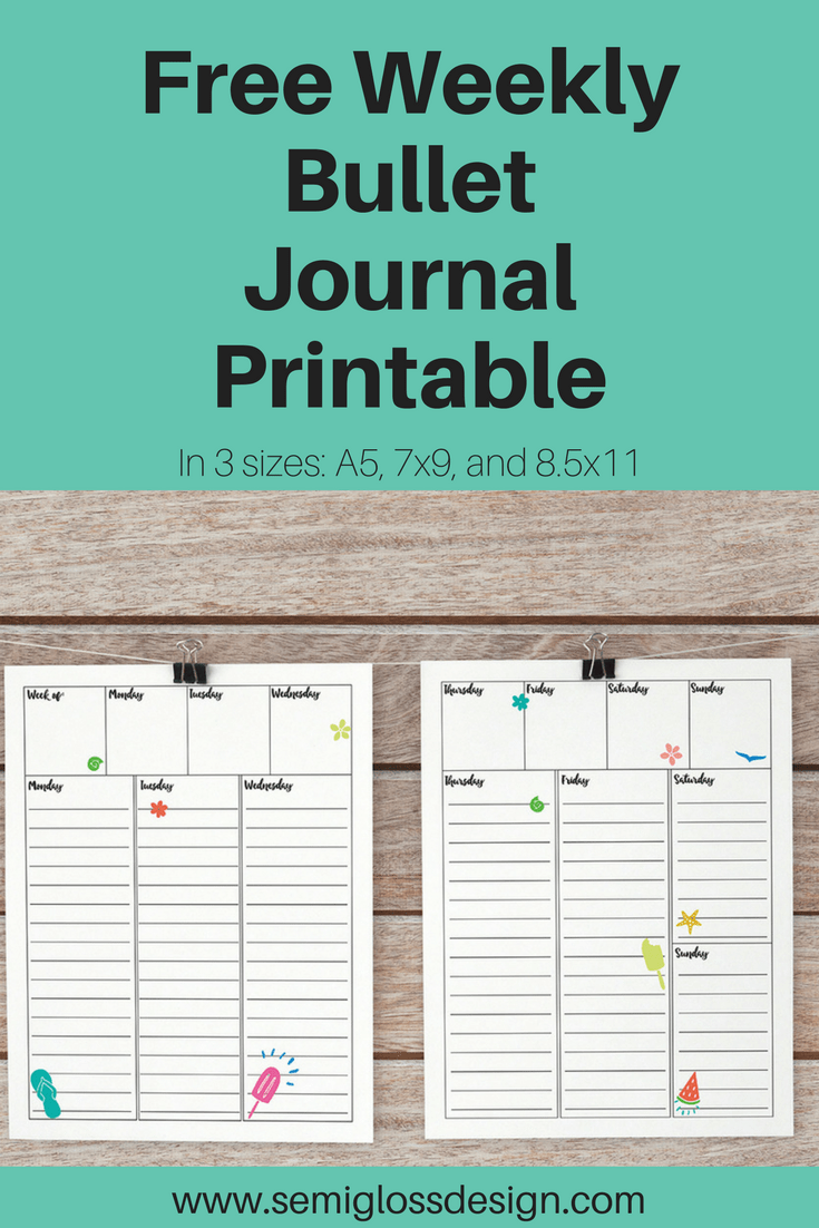 Download a Free Weekly Bullet Journal Printable - Semigloss Design