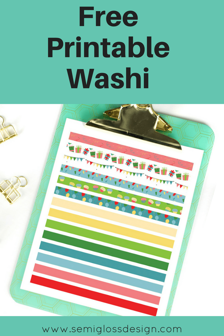 Free Printable Washi Tape for Birthdays and Celebrations Semigloss Design