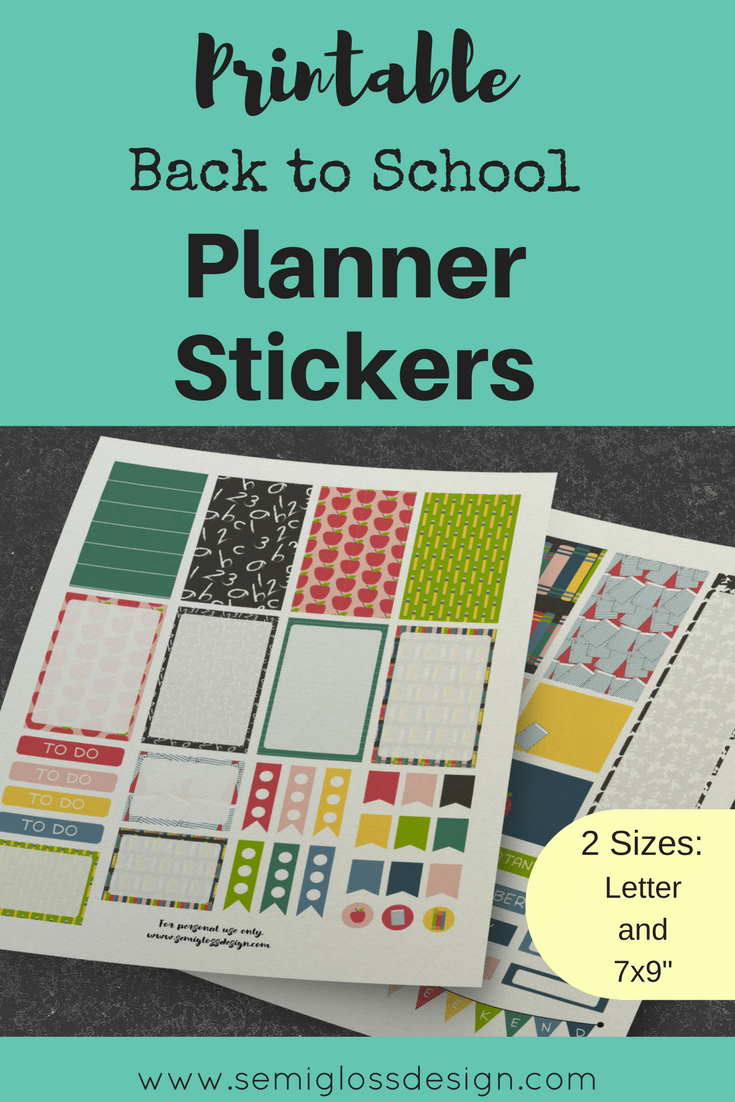 Free back to school stickers for planner
