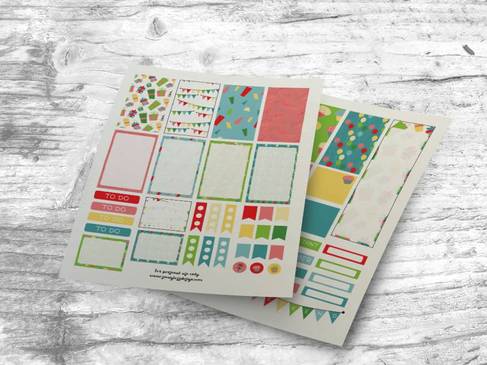 printable happy birthday planner stickers