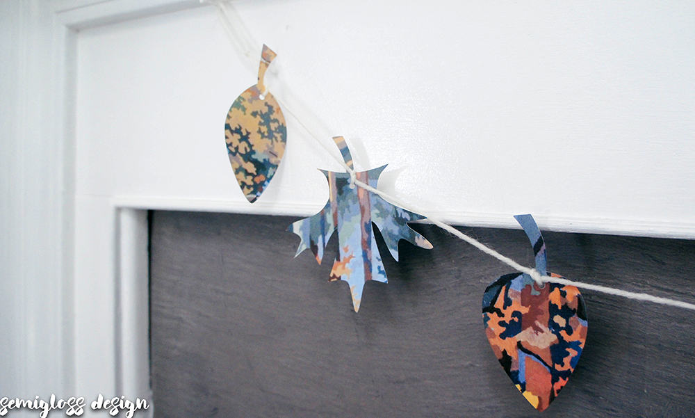 Decorate for fall with a fun paint by number leaf garland. This is the perfect autumn decor for your mantle.