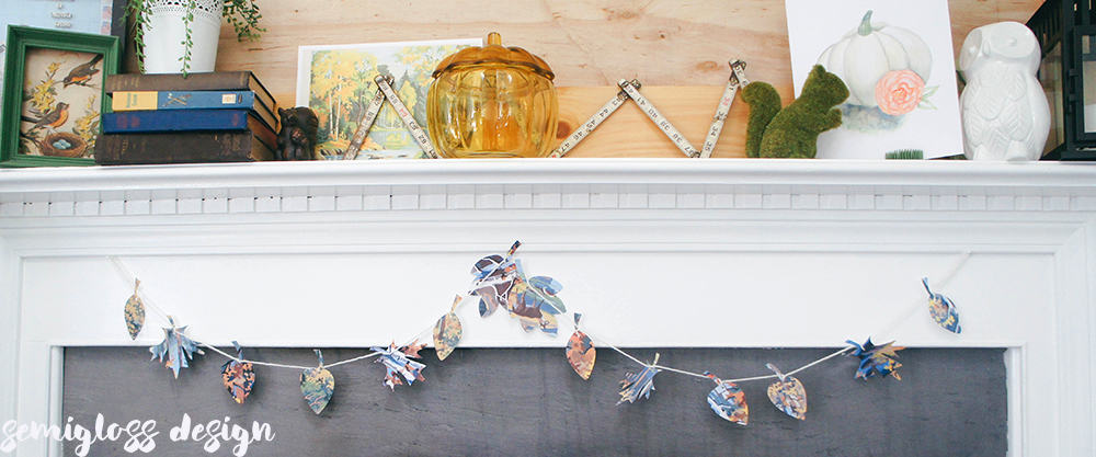 Leaf garland on fireplace