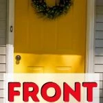 pin image - yellow front door with wreath