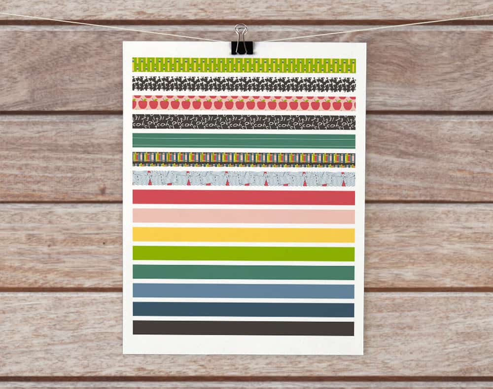 Washi tape printable for back to school