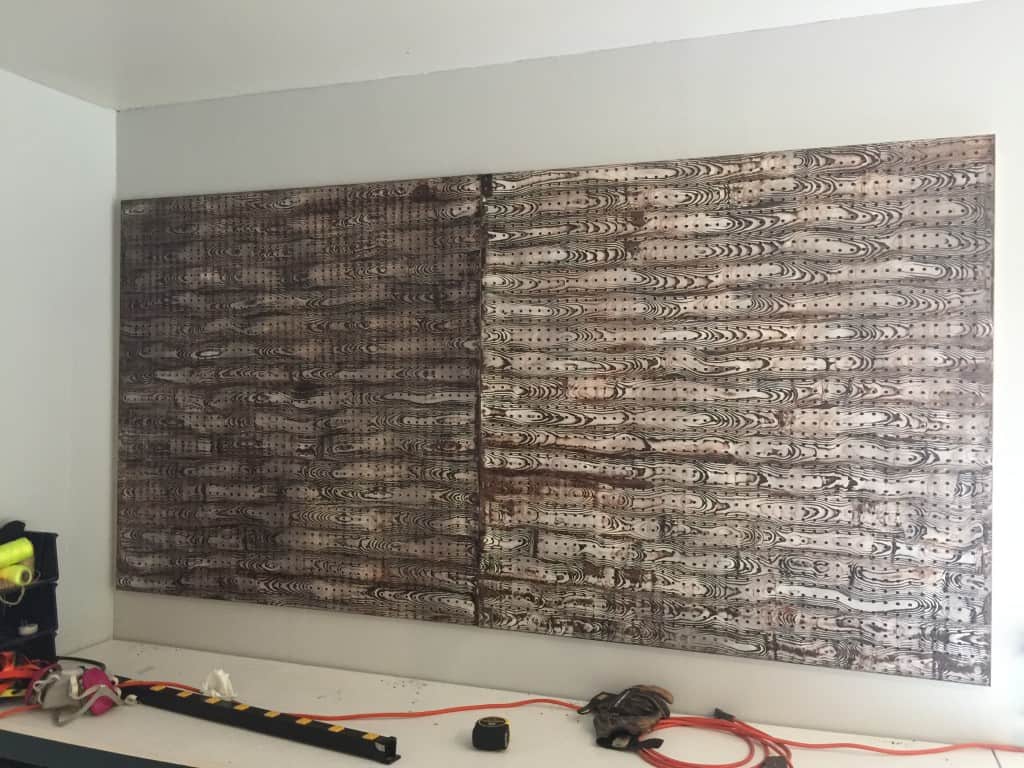 installed pegboards on wall