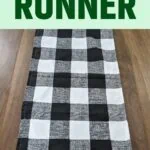 black and white check table runner on table