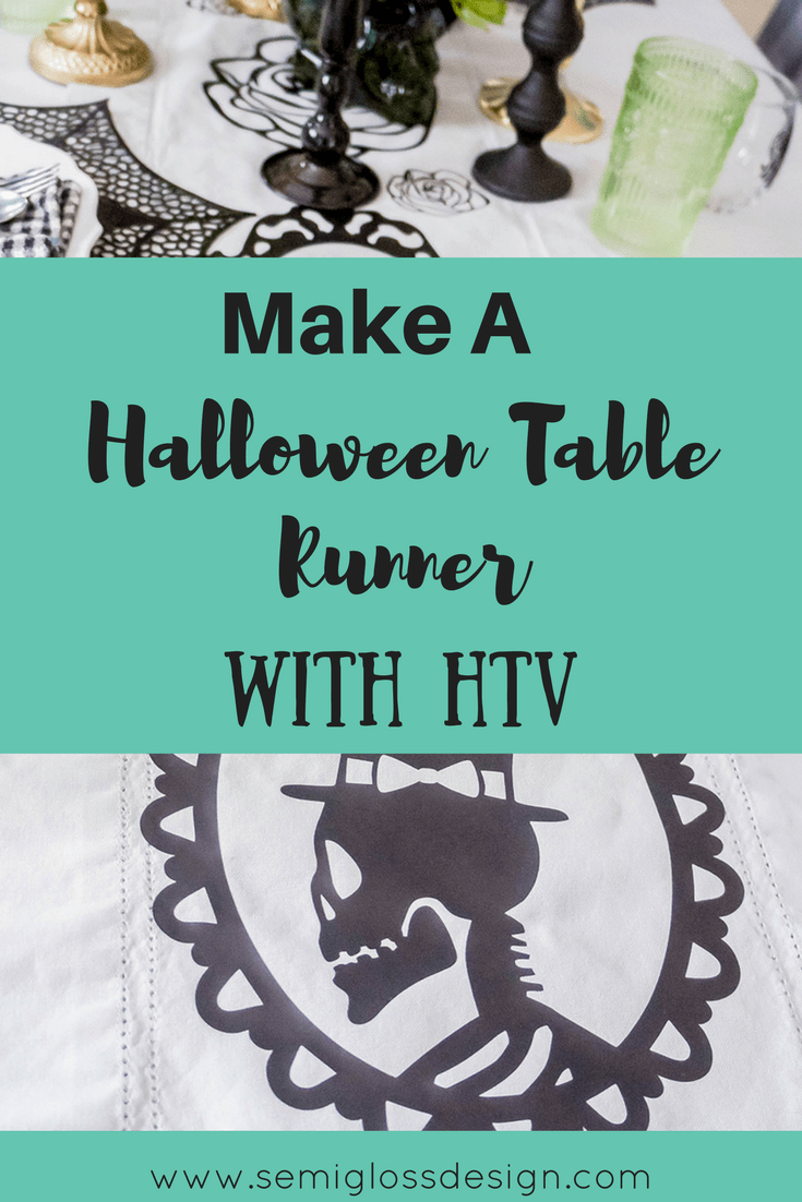 Halloween table runner | HTV | heat transfer vinyl | affordable HTV | HTV weeding tips | HTV tips | heat transfer vinyl tips