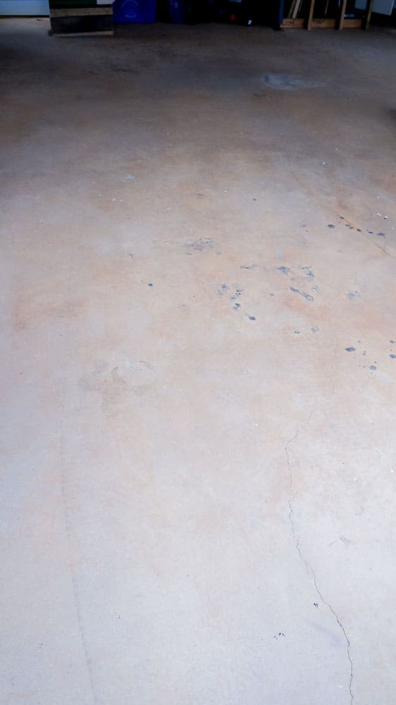 stained concrete floor in garage