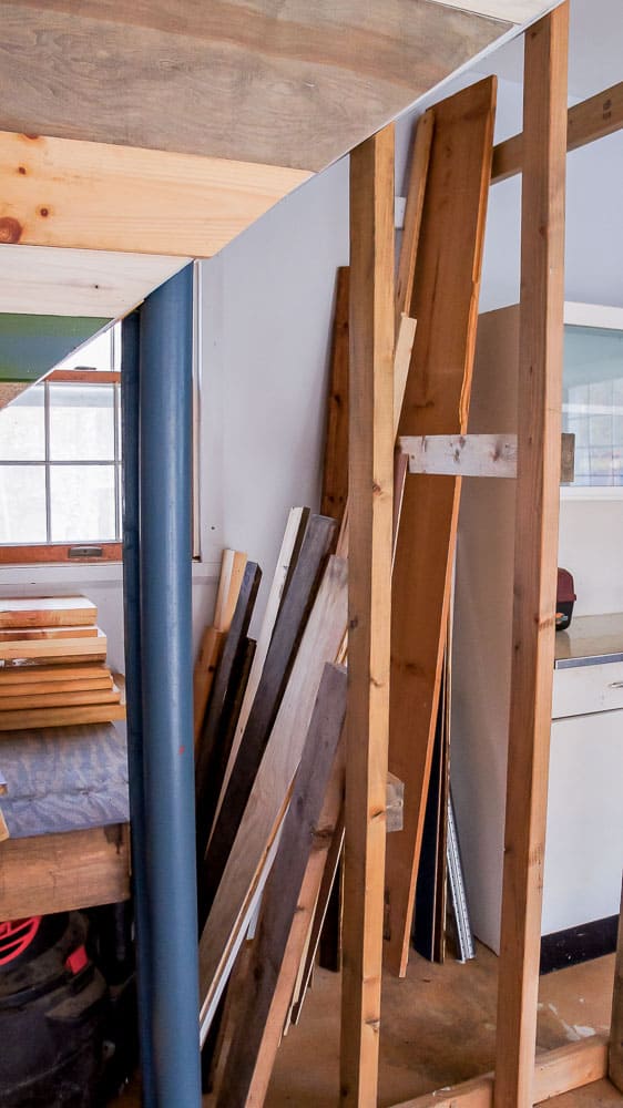 scrap wood storage in garage