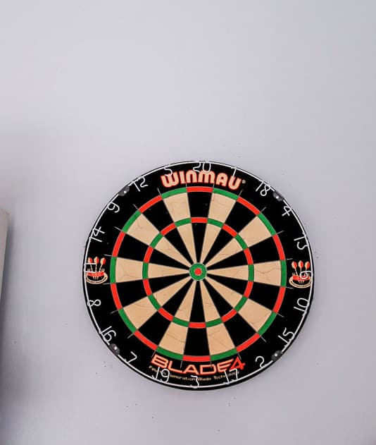 dartboard on garage wall