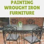 black wrought iron table and chairs on brick patio