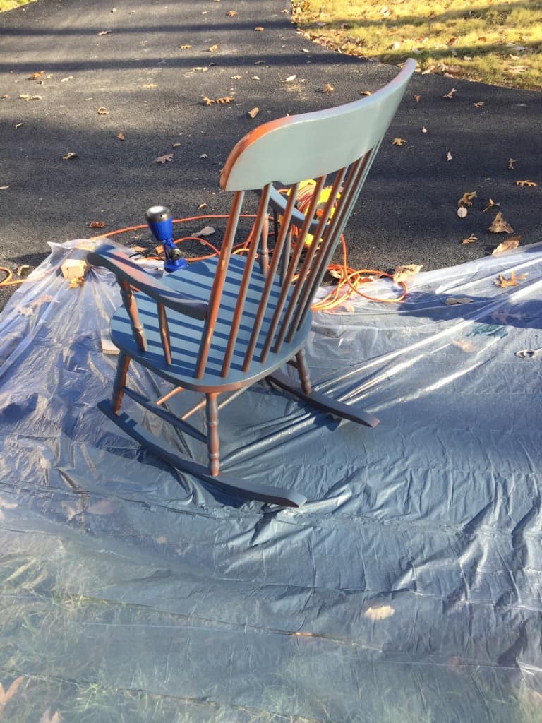 using the homeright sprayer to paint a rocking chair