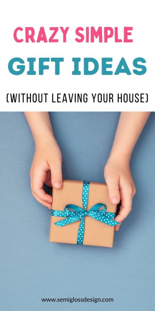 pin image - gift in hands on blue background