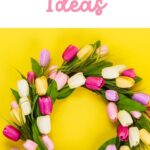 tulip wreath on yellow background