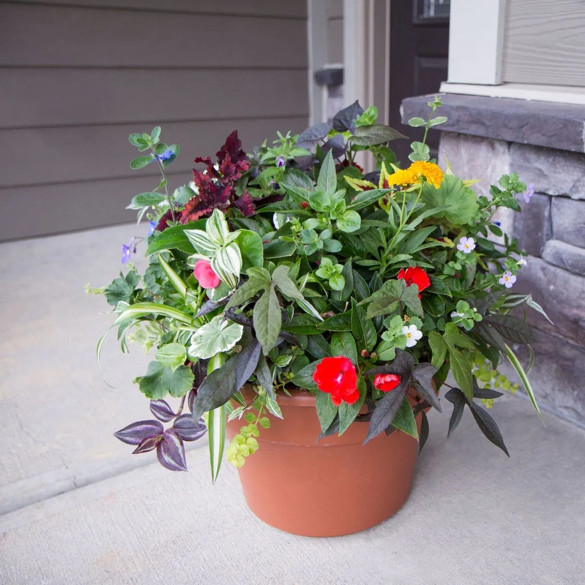 Small porch decor to make even the tiniest entry look welcoming. Improve your curb appeal without major DIY or renovation! #curbappeal #frontporch #porch 