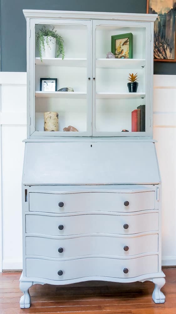 light gray secretary desk